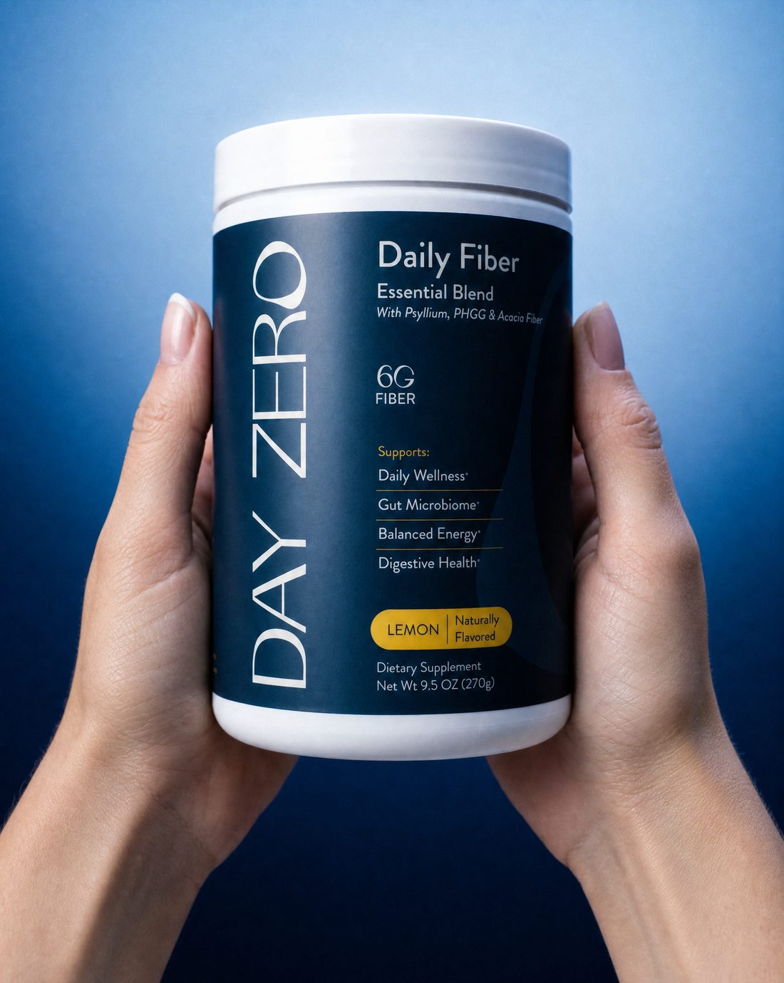 Hands holding Day Zero Daily Fiber