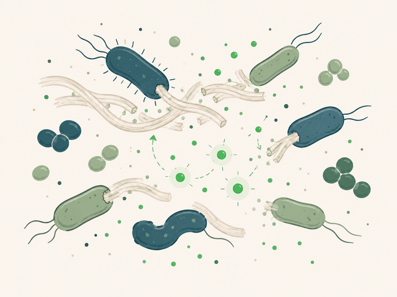 Microbial fermentation in the colon producing short-chain fatty acids (SCFAs)